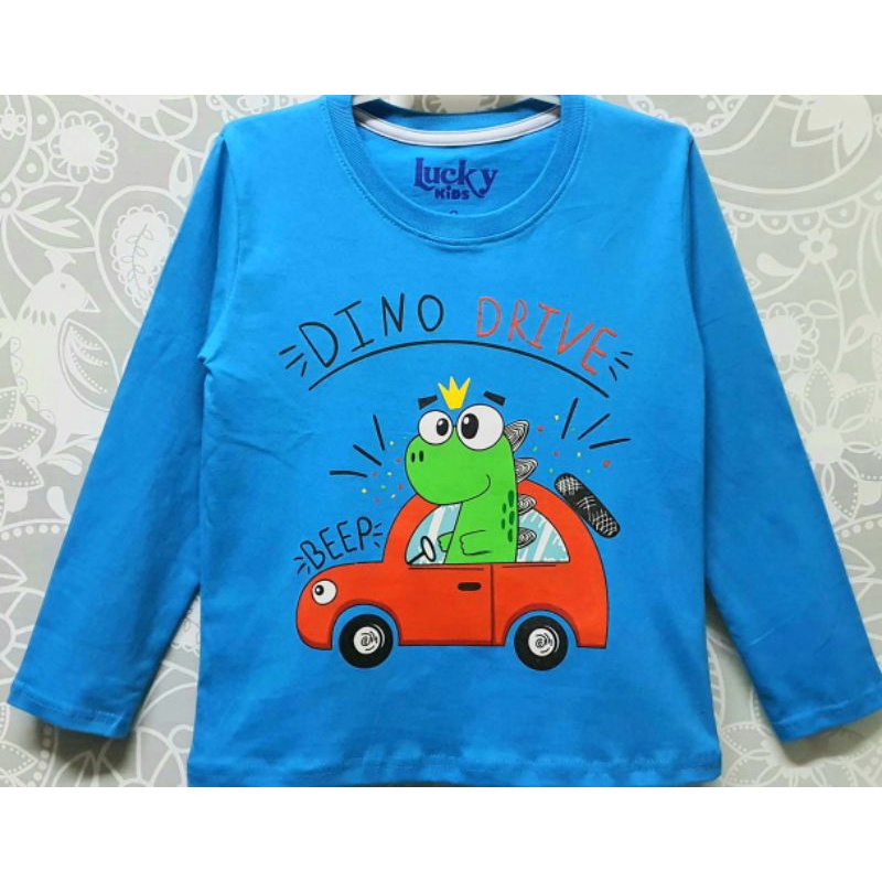 Baju Anak Laki Laki / Kaos Anak Laki Laki / Kaos Lengan Panjang Anak Karakter Dino Drive 1-10th