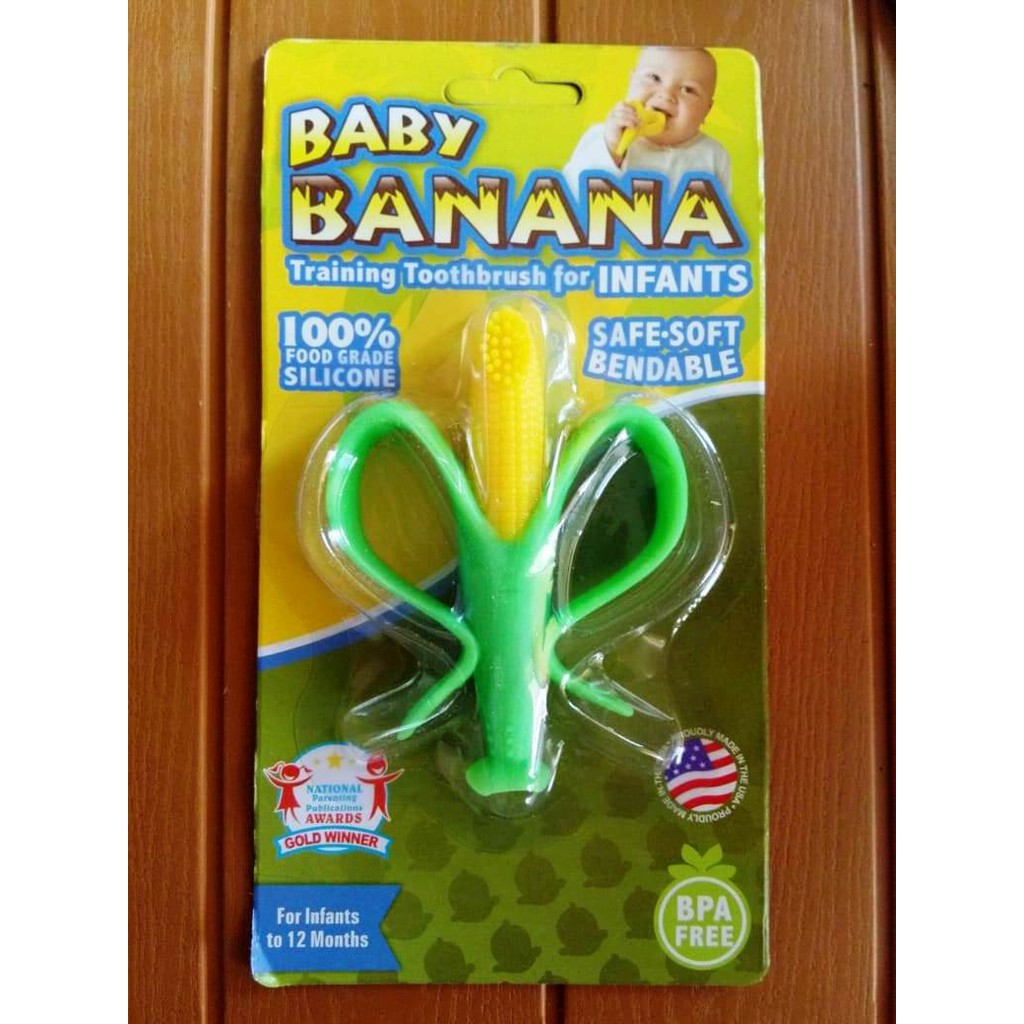 Baby Banana Teether Bayi Bentuk Jagung dan Sikat Gigi BPA Free