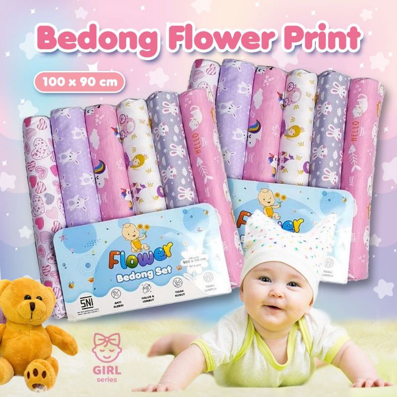 6 Pcs Bedong Bayi / bedong flower motif print