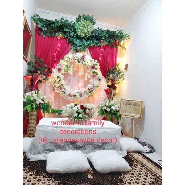 Sewa dekorasi backdrop akad nikah  2 meter + meja akad lesehan