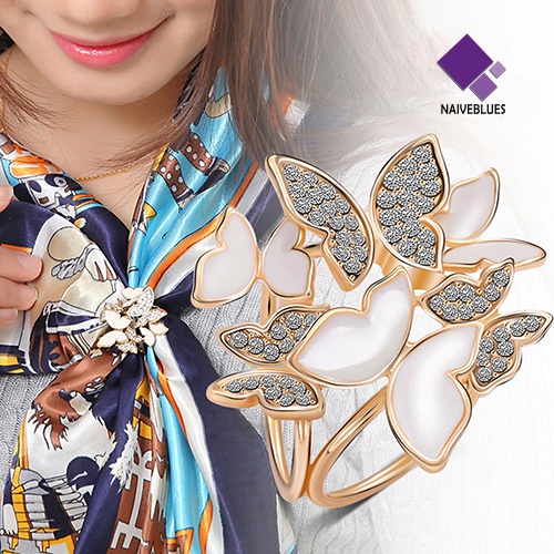 Bros Bentuk Butterfly Cluster Circles Clip Aksen Kristal Dan Berlian Imitasi Untuk Wanita