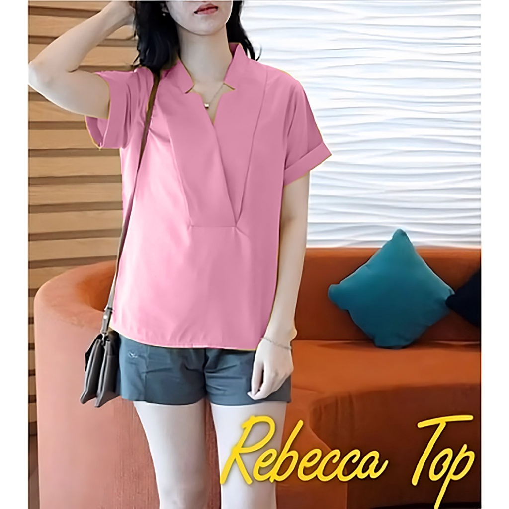 BAJU ATASAN WANITA MODEL KOREA KEKINIAN / ATASAN BLOUSE WANITA REEBECCA TERBARU / BLUS WANITA MODEL FASHION TERLARIS 2021-PINK