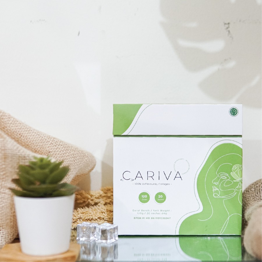 CARIVA COLLAGEN TANPA RASA 1 BOX ISI 20 SACHET UNFLAVOURED HALAL BPOM ASLI ORIGINAL