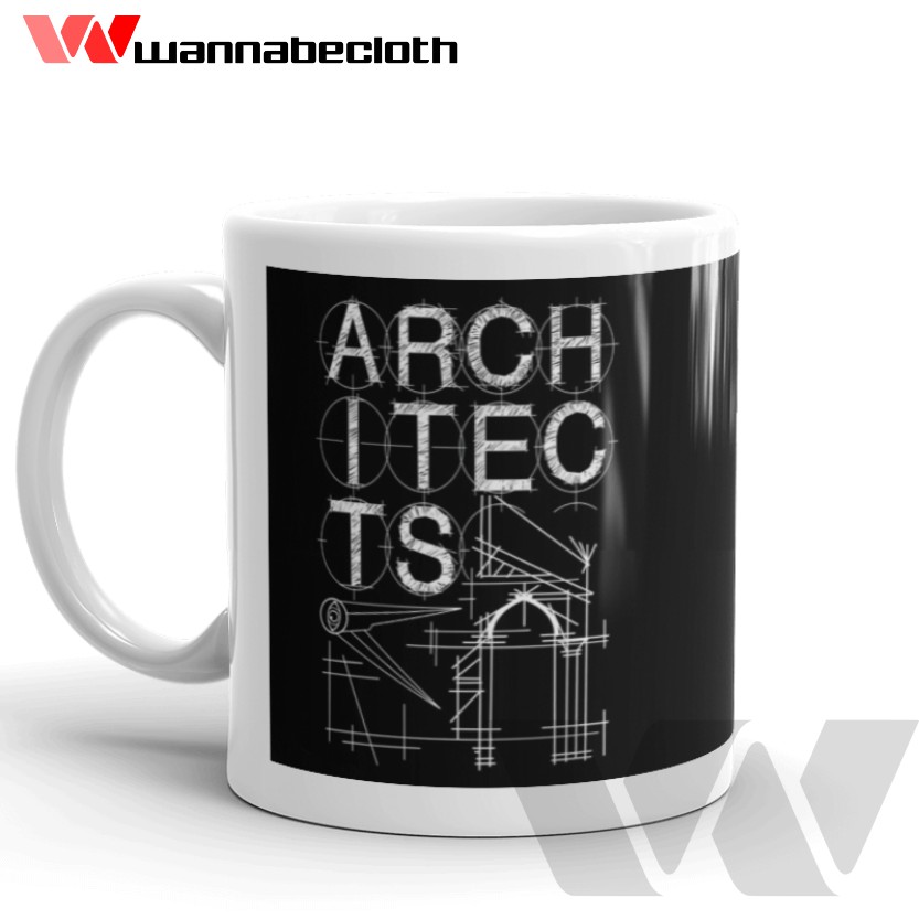 Gelas Mug Keramik Souvenir Kado Hadiah Mug Arsitek Architect Hitam