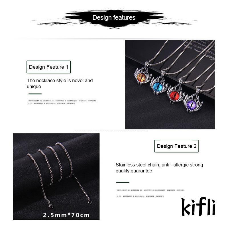 Vintage Punk Turkish Fashion Creative Devil's Eye Alloy Pendant Stainless Steel Chain Necklace Birthday Gifts For Men Women Accessories