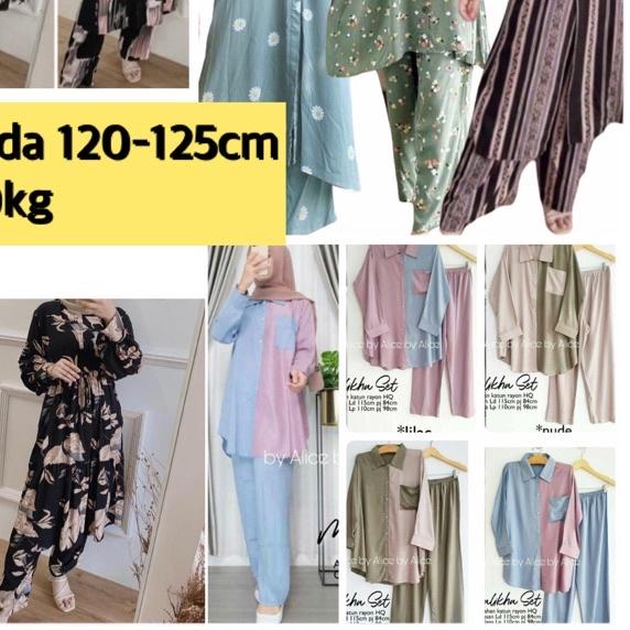 JUMBO LD 120 -125 DAN XXXL FELLO BUSUI  ONE SET TUNIK/ ONE SET RAYON WANITA BUSUI/ TUNIK RAYON/SETCE