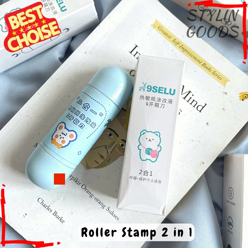 

ROLLER STAMP 2 IN 1 CUTTER / STEMPEL RESI PENGHAPUS ALAMAT RESI PELINDUNG IDENTITAS / STAMP ROLLER CUTE BEAR / STAMP ROLER MOTIF BERUANG LUCU ESTETIK BAGUS CANTIK / PENGHAPUS KERTAS TERMAL