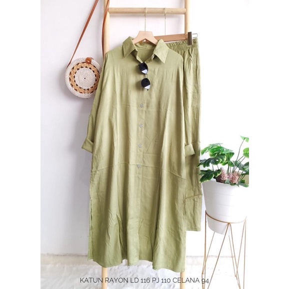 setelan celana tunik katun rayon import