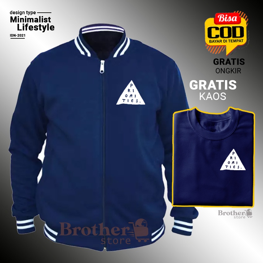 GRATIS KAOS !! (COD) - Brother Store Design Minimalist Lifestyle - Varsity Jaket prioritis