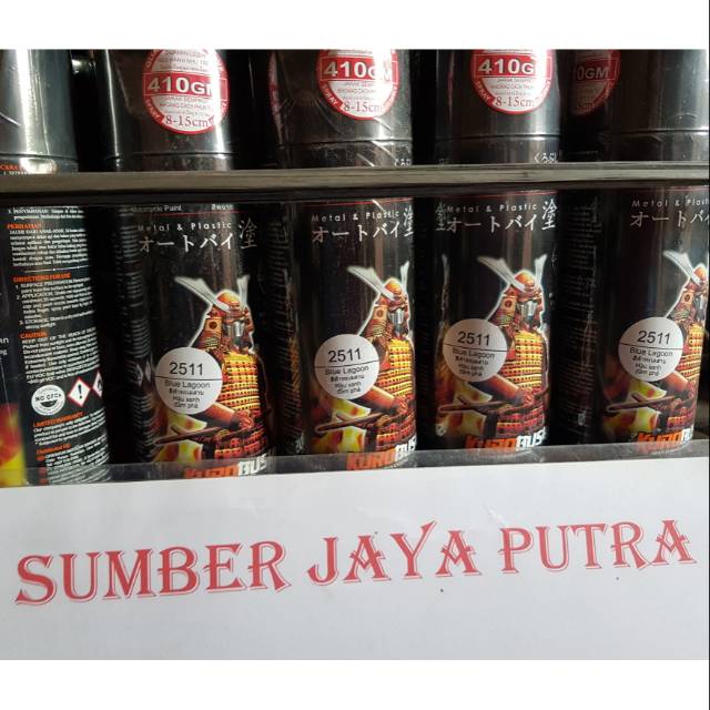cat samurai 2511 blue lagoon biru metalik pylox pylok pilox cat semprot