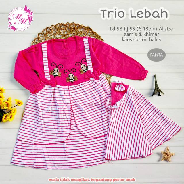 BAJU ANAK PEREMPUAN DRESS TRIO LEBAH