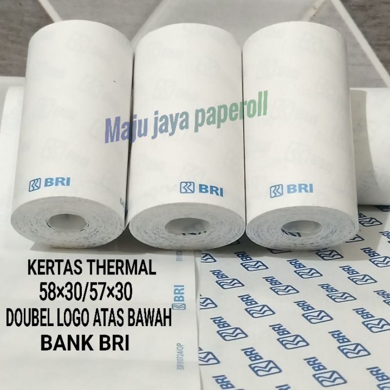 

KERTAS THERMAL DOUBEL LOGO BRI 57X30/58×30mm cocok untuk semua jenis printer Edc bluetooth