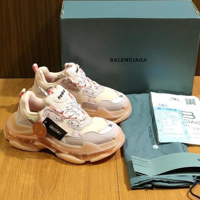 ✨Top❤️ sneakers wanita murah Balenciaga Triple S - Clear Sole Peach Pink - Premium - Women