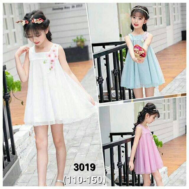 Dress Simple Bunga Anak Perempuan / Gaun Pesta Anak