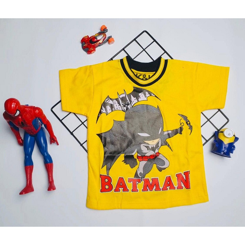 kaos atasan anak batman kuning laki-laki usia 1-9 tahun / baju kaos anak laki-laki