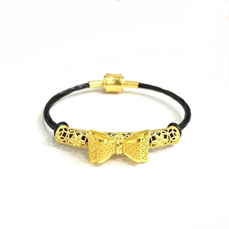 Gelang Tali Pandora Set Liontin Emas Asli Kadar 700 Model Pipa Pita