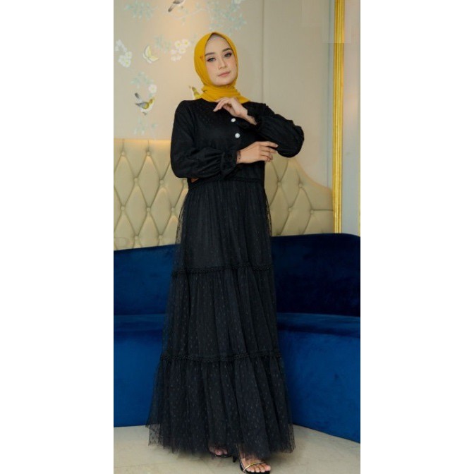 GAMIS tile susun renda/dress tile dott/gamis canda/gamis pesta