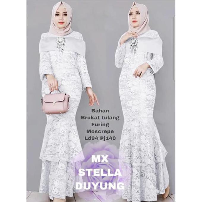 ( BISA COD ) MAXI STELLA DUYUNG PUTIH Gamis 0121 TAW Baju Gamis Wanita Terbaru STOK TERBATAS [Kode