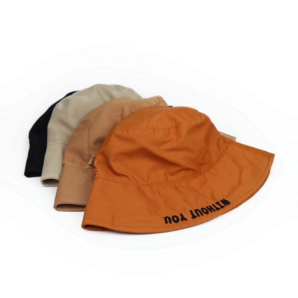 Topi Bucket Bolak Balik Bordir WithOut You / Bucket Hat WithOut You