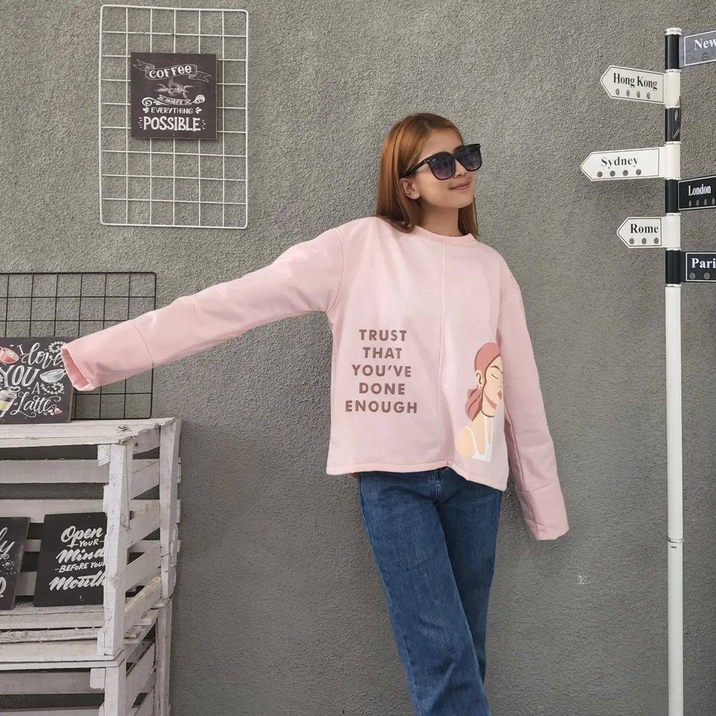 Sweater Wanita WOMAN TRUST Atasan Blouse Ala Korean Style Casual Desain Simple Fashion Terkini OOTD Kece