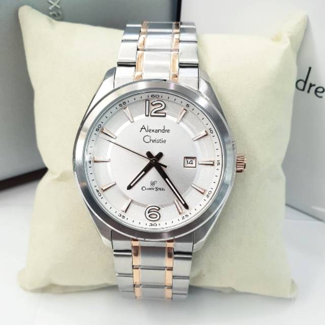 Alexandre christie original ac8583 silver kombinasi jamtangan pria