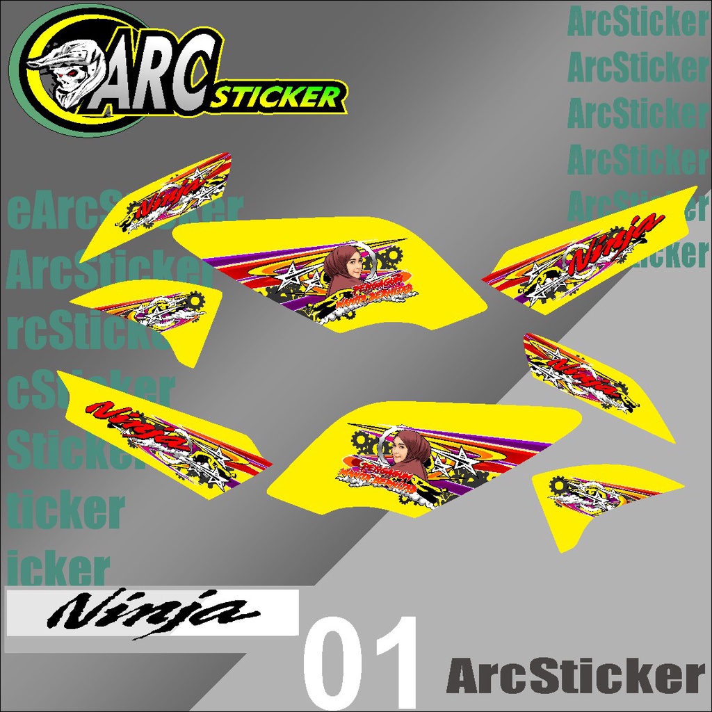 Sticker Striping Lis Variasi NINJA R / SS Superkips Desain Wnita Hijab Racing ARC 01