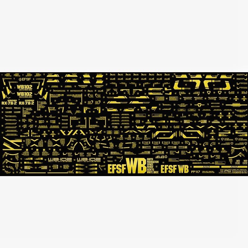 PG UNLEASHED RX-78-2 GUNDAM GOLD METAL STICKER DELPI DECAL