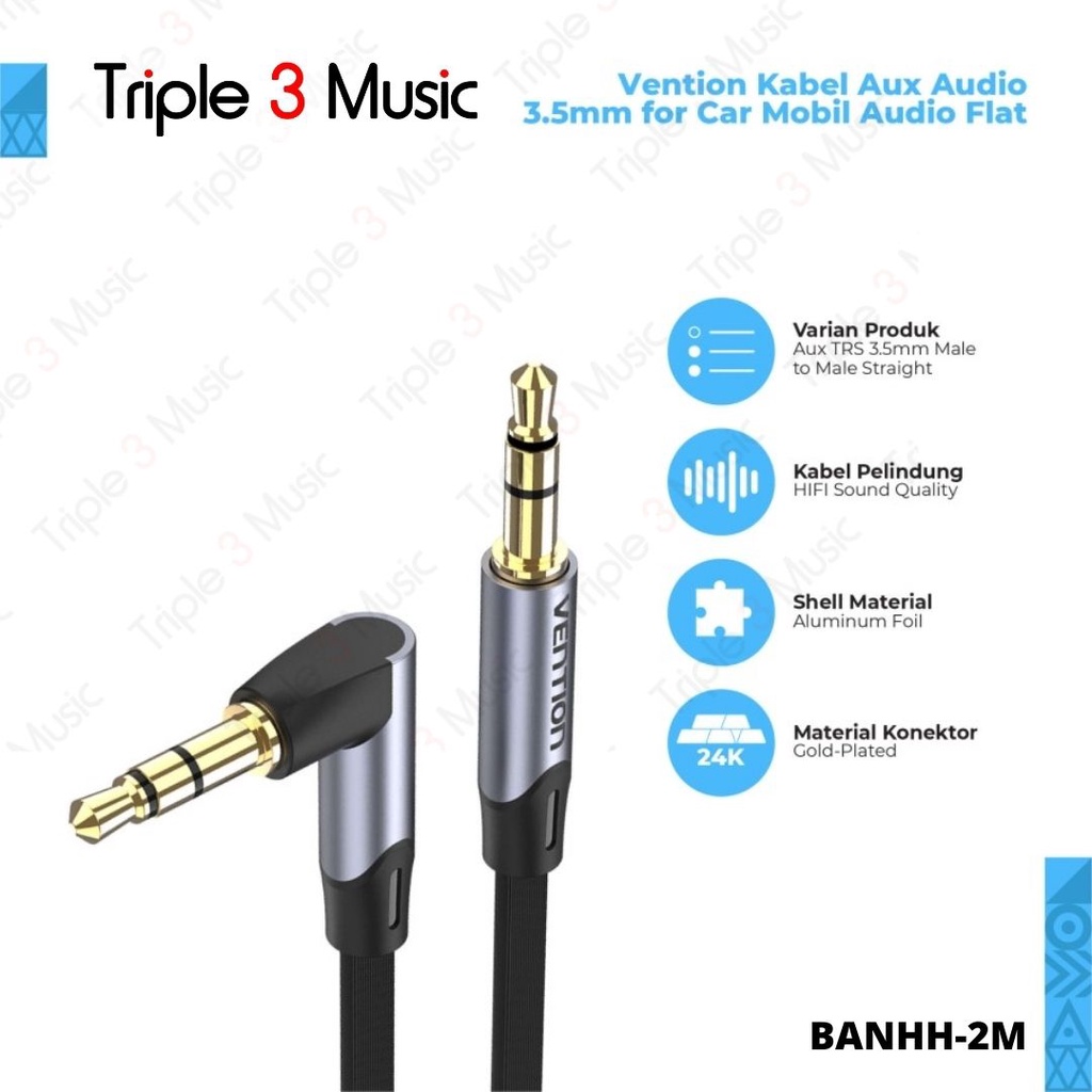 VENTION BAN Kabel Aux 3.5 TRS To aux L 3.5 TRS Right angle 90 Degree