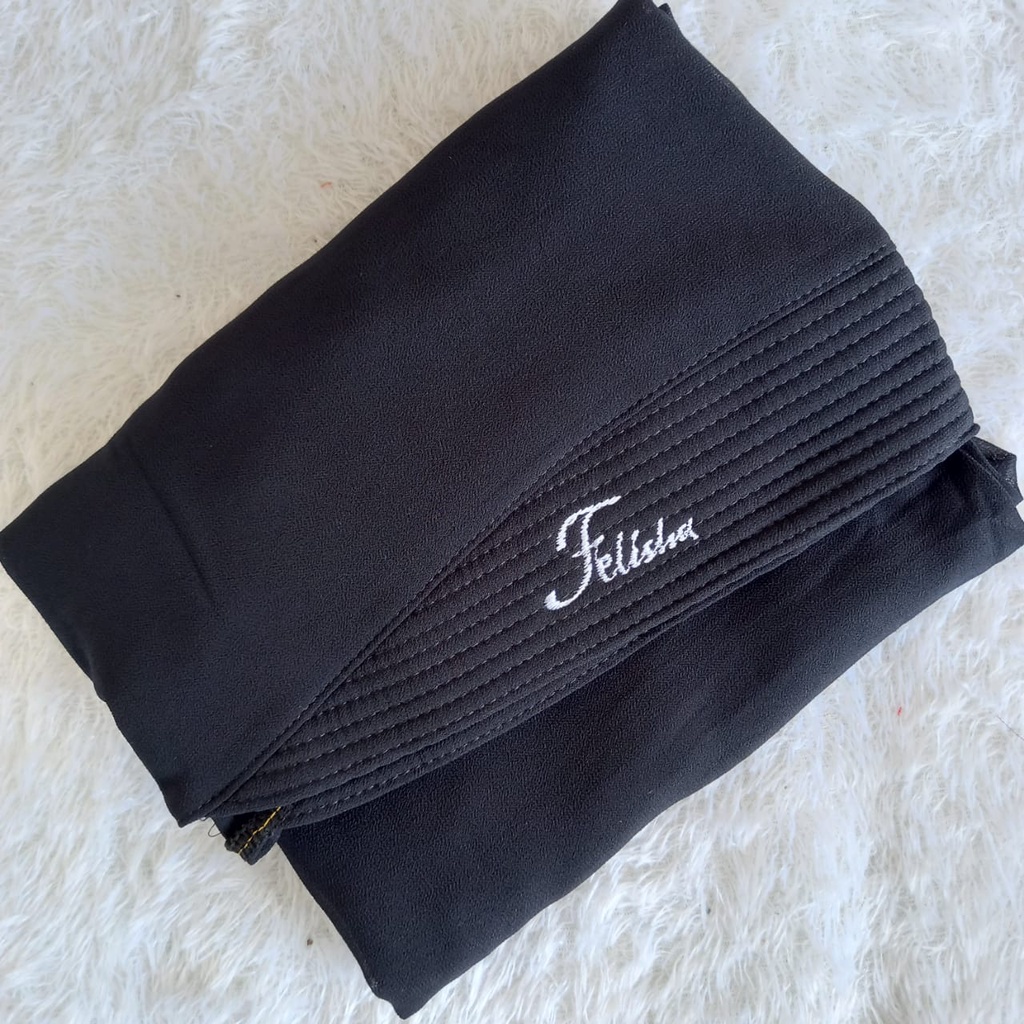 Jilbab Instan Ceruty 2 Layer Oval Jumbo Polos/Khimar Ceruty Sayana-Hitam