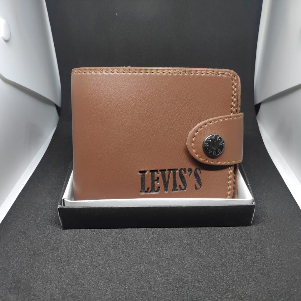 [COD] Dompet pria kulit sintetis model kancing - men's wallet-Coklat Tua