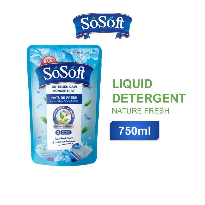 Sosoft Liquid Detergent Cair pouch 750 Ml