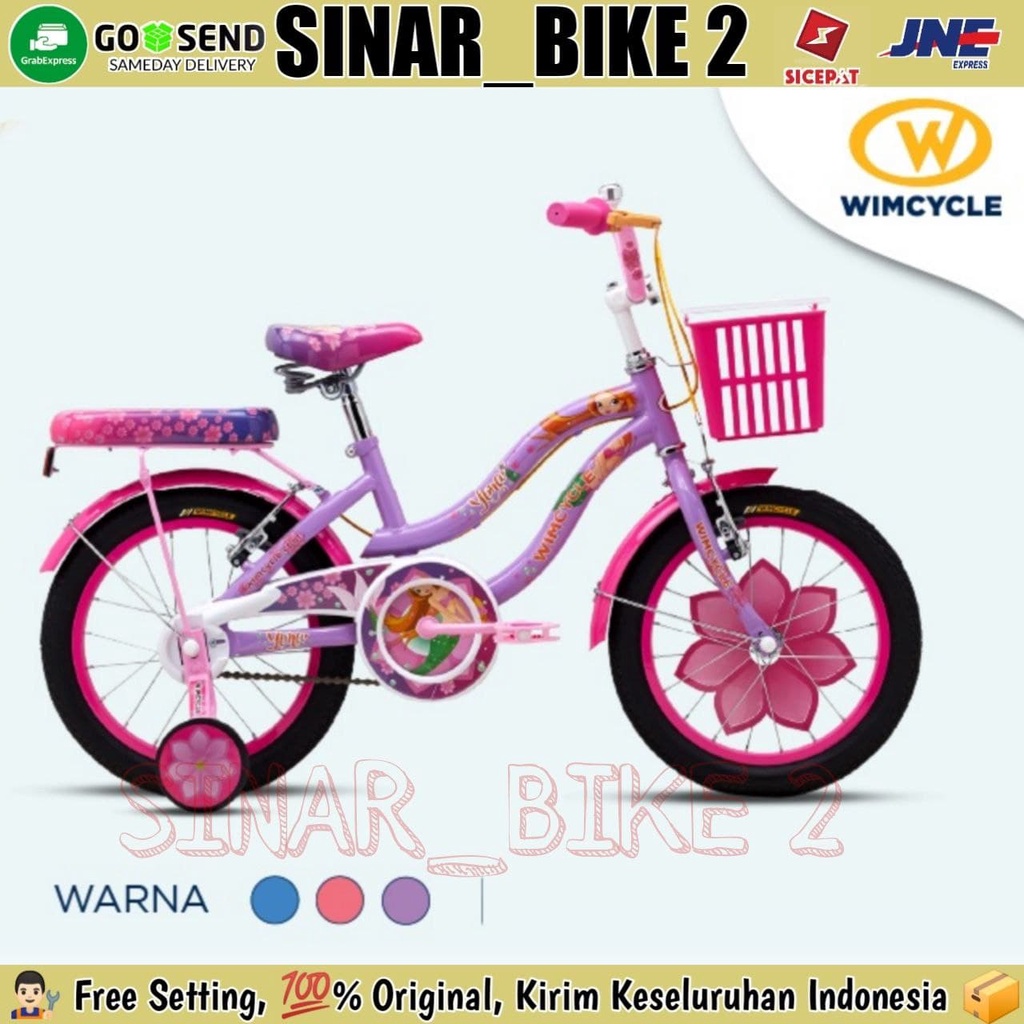 Sepeda Keranjang Anak Perempuan WIMCYCLE YUNA 16,18,&amp; 20 Inch