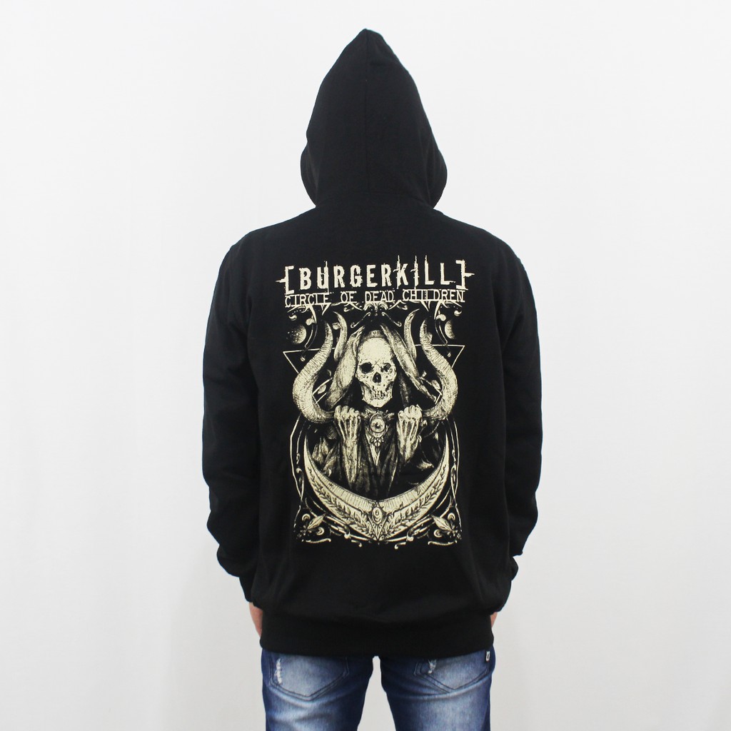 JAKET HOODIE BURGERKILL M L XL XXL 02 - JAKET MUSIK BURGERKILL - JAKET HEAVY METAL BURGERKILL HITAM