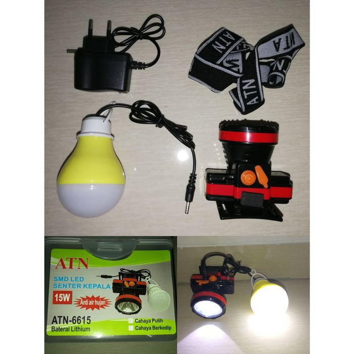 Senter Kepala Led ATN 6615 15W+BONUS LAMPU LED   ready