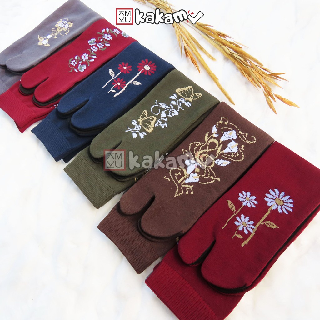 Kakamu Paket Kaos Kaki Jempol Motif Henna Cream/ Black / Warna/ Sweet Love/ Sandal/ Floral MIX 12 Pasang