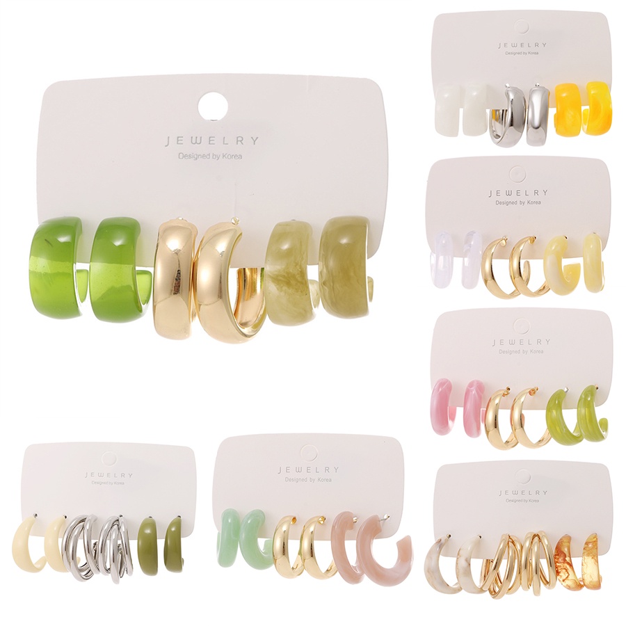 3 Pasang / Set Anting Resin Bentuk Macaron Untuk Pria Dan Wanita