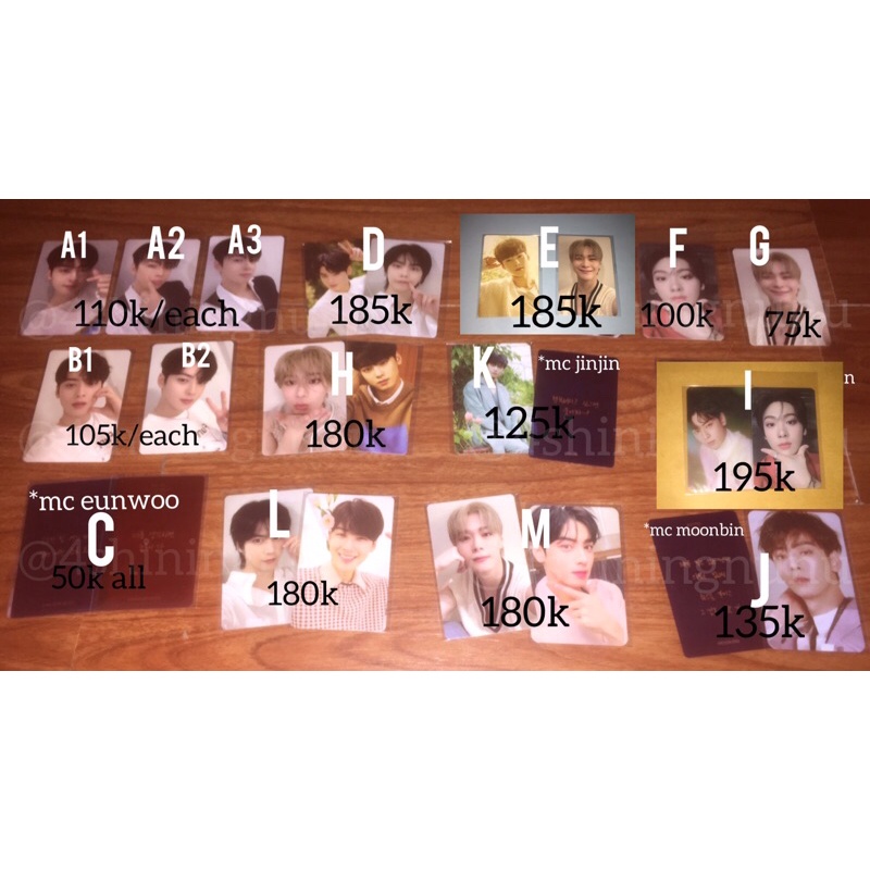 PHOTOCARD ASTRO OFFICIAL EUNWOO MOONBIN MJ JINJIN ROCKY SANHA PC ASTRO OFFICIAL