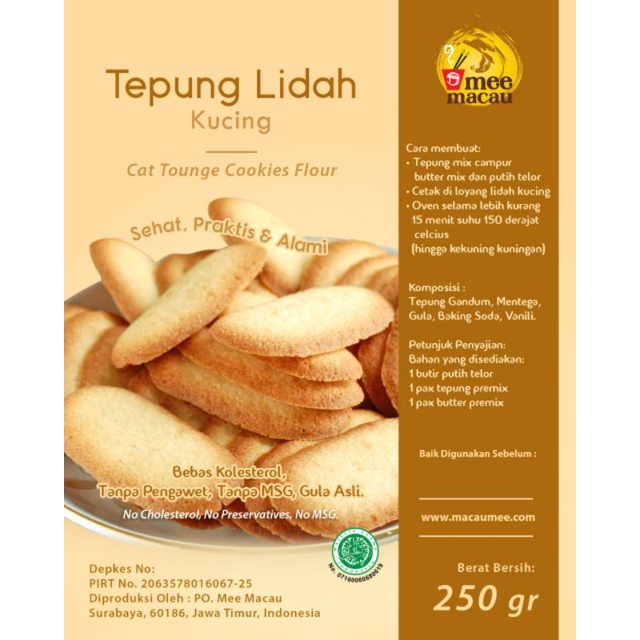 Tepung Premix Lidah Kucing 250 gram | Tepung Lidah Kucing Cat Tounge | Tepung Premix Sehat Lengkap Kue Lebaran Anti Gagal | Lidah Kucing | Cookies Lidah Kucing | DIY Lidah Kucing | Tepung Premix Sehat Lidah Kucing