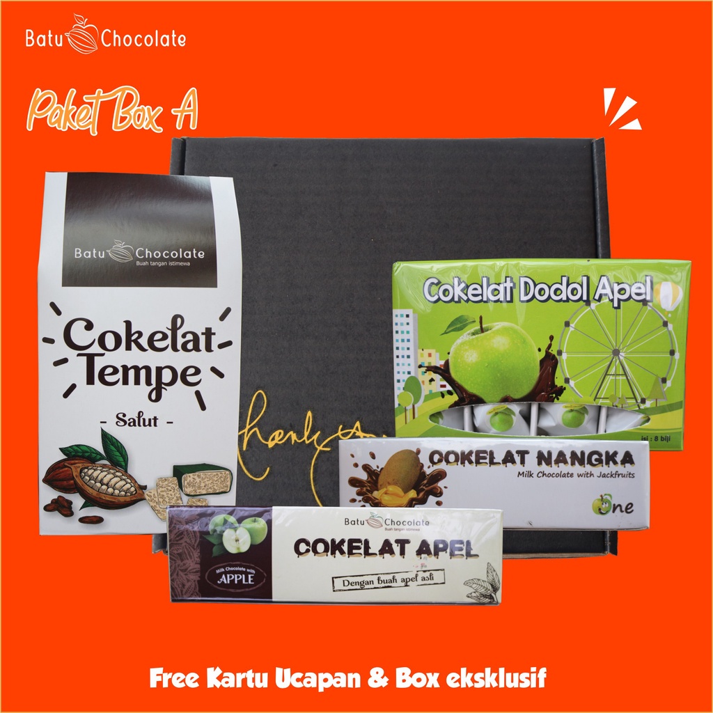 One Mandiri Sukses - Paket Box  [  A ] - Isi : Cokelat Apel , Cokelat Nangka , Dodol Apel, Cokelat Tempe Salut