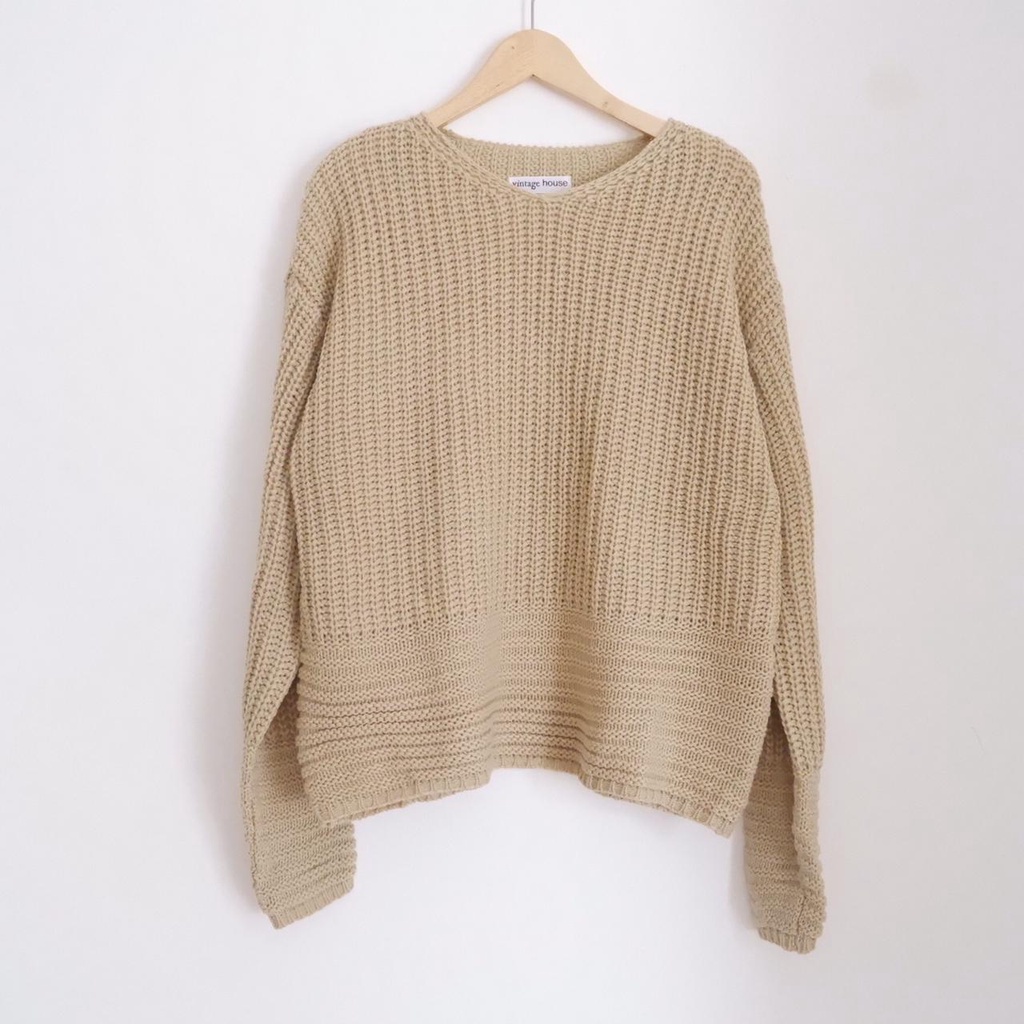 Vintage House Kayra Oversized Sweater ((Sweater Rajut Wanita Korea / Korean Sweater)-BROWNMILK