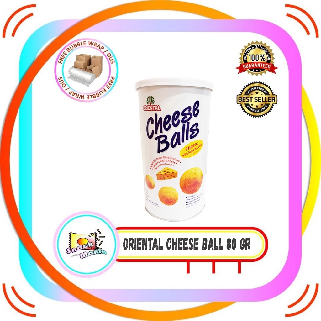 

Oriental Cheese Balls Snack 80 gr Bola Keju Snek Chiki Kaleng