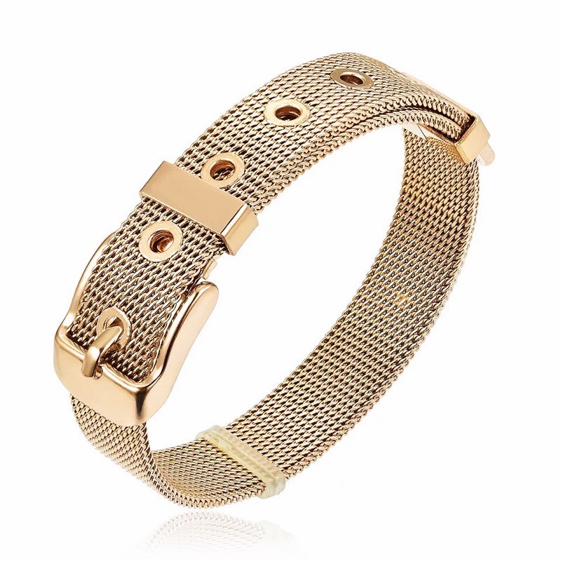 ✅COD Titanium gelang wanita haute couture emas renda rantai gelang trendi pasir dekorasi stainless steel gelang LV Q23-Gelang rose gold