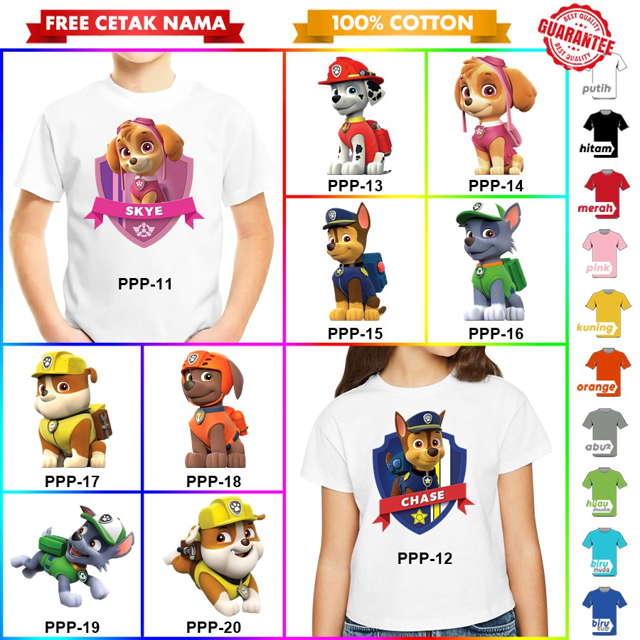 [FREE NAMA!!] Baju Kaos COUPLE  ANAK DAN DEWASA PAW PATROL PAWPATROLBANYAK MOTIF