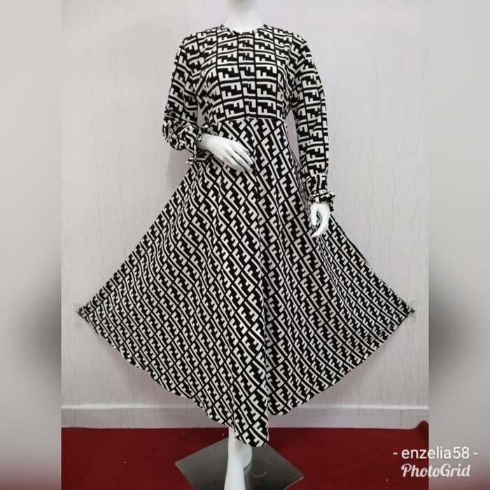 Gamis Fendi BEAUTIFUL GAMIS MONALISA FENDI BLACK Murah