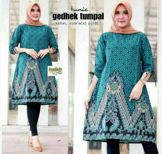 Tunik Batik Motif Gedhek Tumpal Terviral di SHOPPE TUNIC NAVBOR YELBOR WHITBOR CREAMBOR TUNIK BATIK MODERN