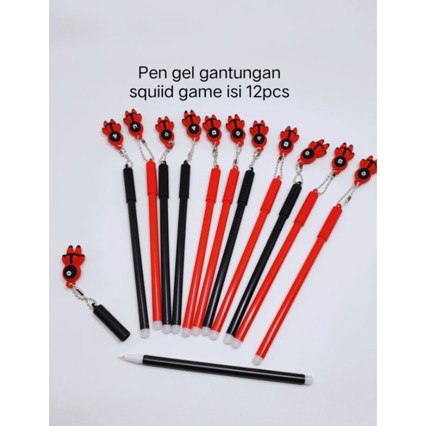 

Pulpen gel Gantungan Squaad gamee/ Pen gel karakter lucu isi 12pcs