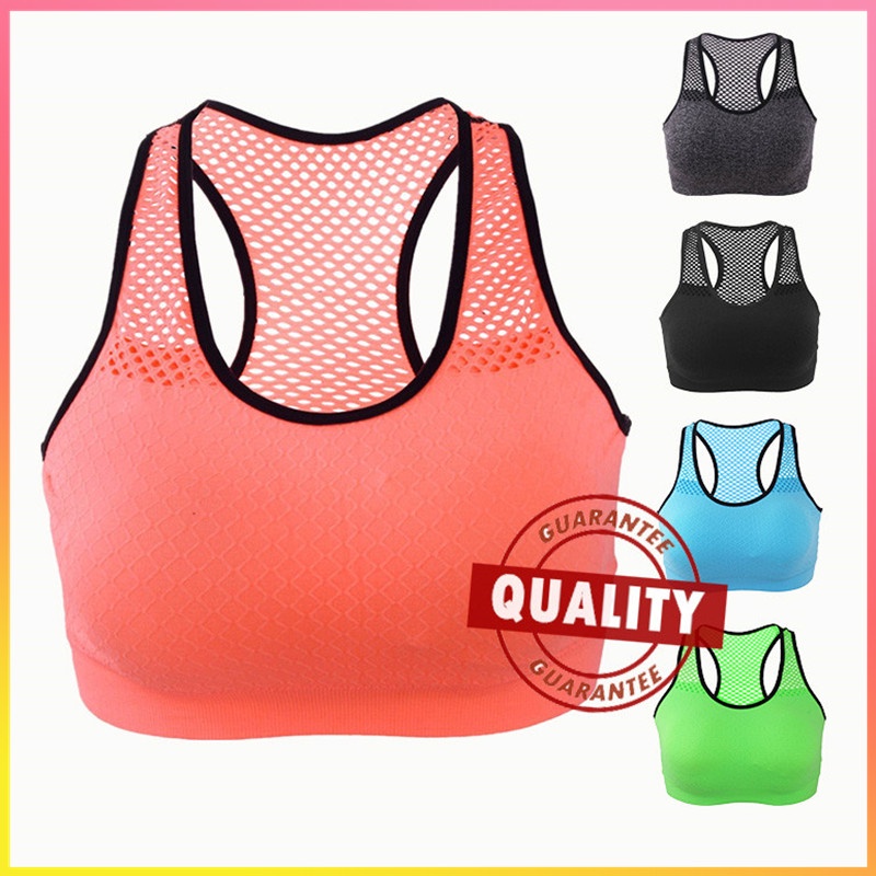 Sport Bra Shockproof Padded Bernapas Gym Yoga Bra Rompi Jala 404