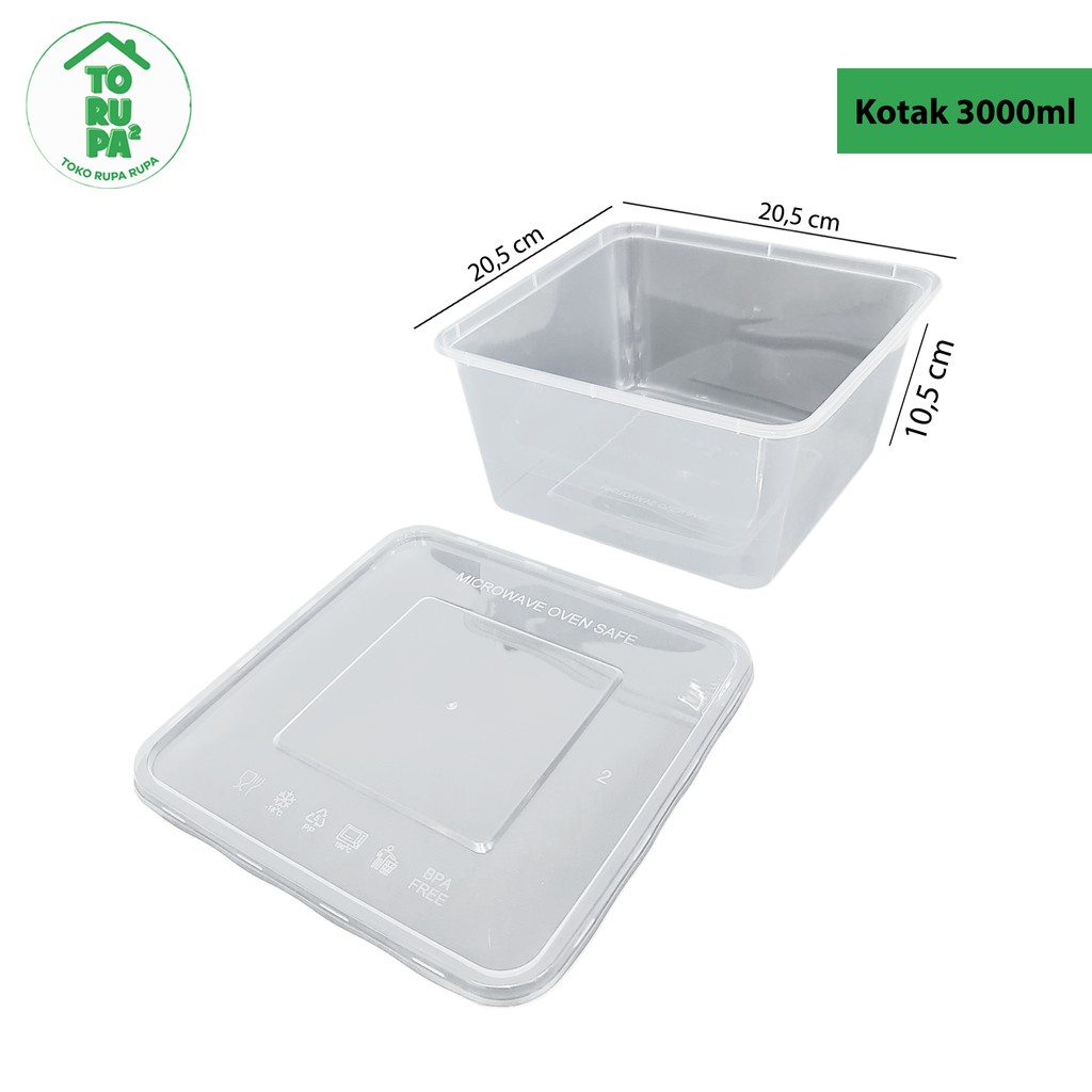 Jual Kotak Makan Plastik Thinwall Food Container Kotak 3000ml Lunch Box