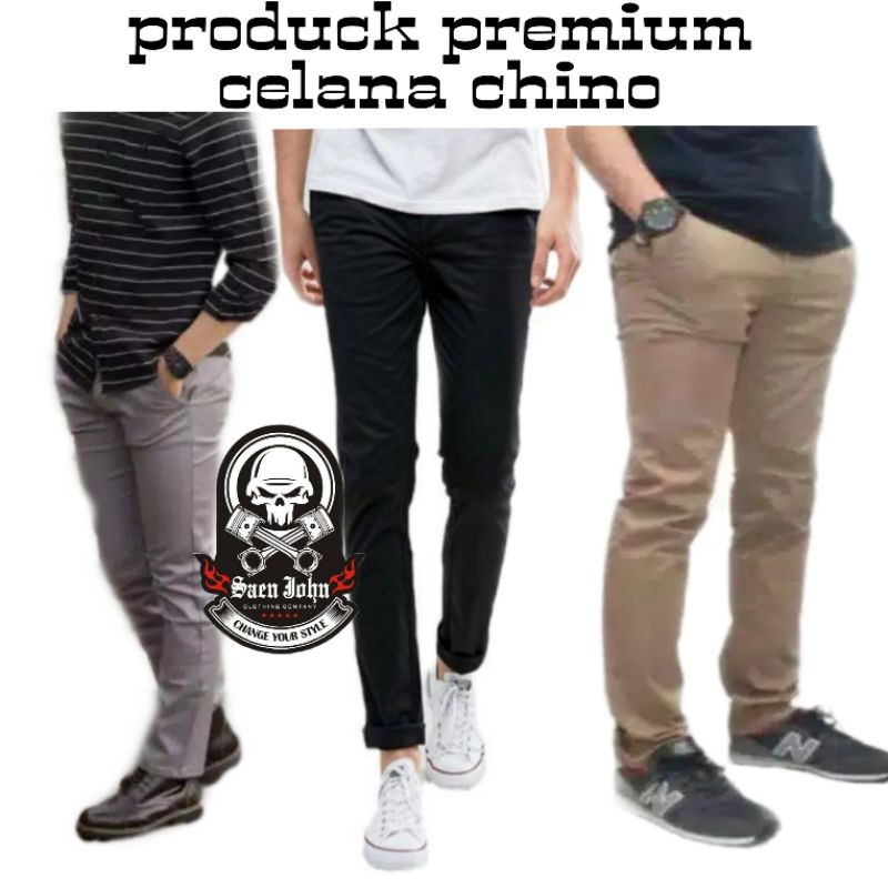 CELANA PRIA CHINO Slim fit Panjang Kerja kantor Santai Liburan Cowok Gentleman 27 - 38