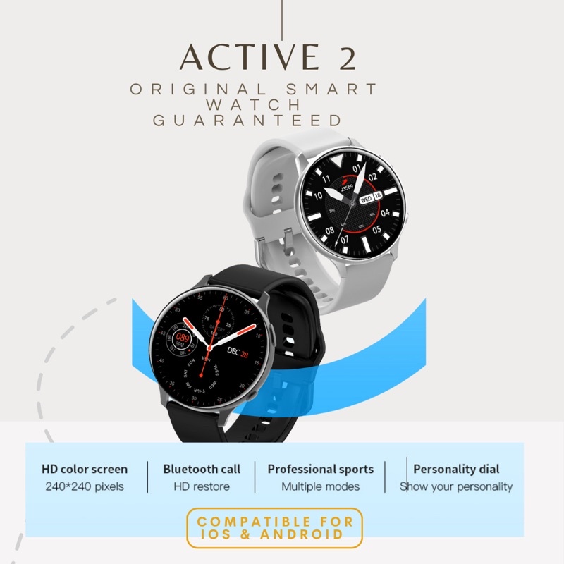 BERGARANSI✅ ACTIVE 2 +FREE STRAP ‼️ ( BLUETOOTH CALL , WALLPAPER) SMARTWATCH